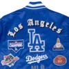 Los angeles dodgers old english full snap satin varsity jacket blue 4 1