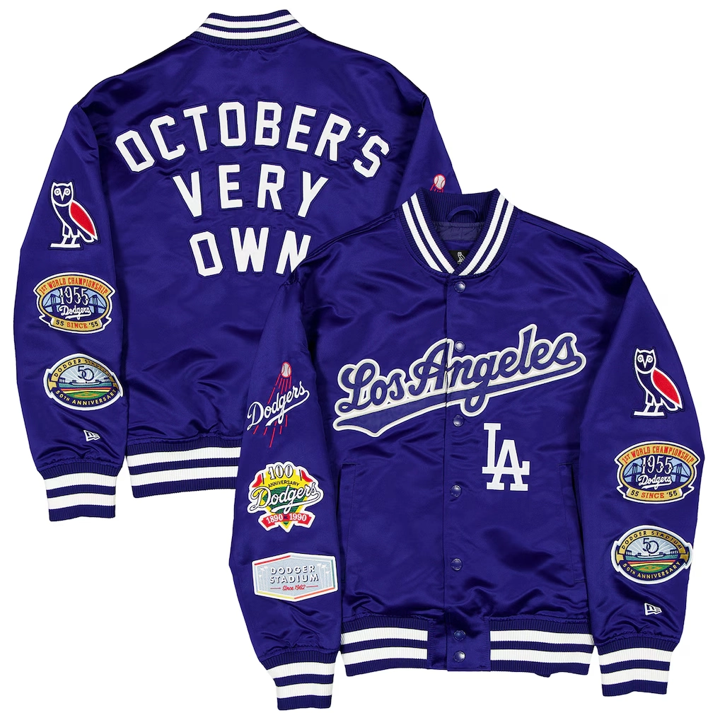 Los angeles dodgers ovo x new era full snap twill jacket 1