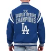 Los angeles dodgers quick full snap varsity jacket blue 1 1