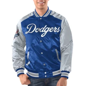 Los angeles dodgers renegade satin varsity jacket blue white 1