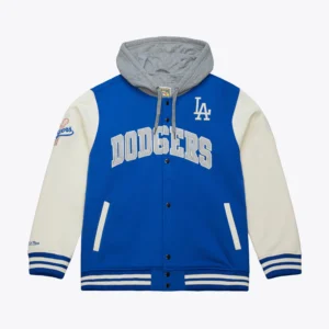 Los angeles dodgers royal sideline fleece full snap jacket 3