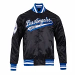 Los Angeles Dodgers Script Tail Black Satin Jacket