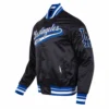 Los angeles dodgers script tail satin varsity jacket black 2