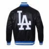 Los angeles dodgers script tail satin varsity jacket black 3