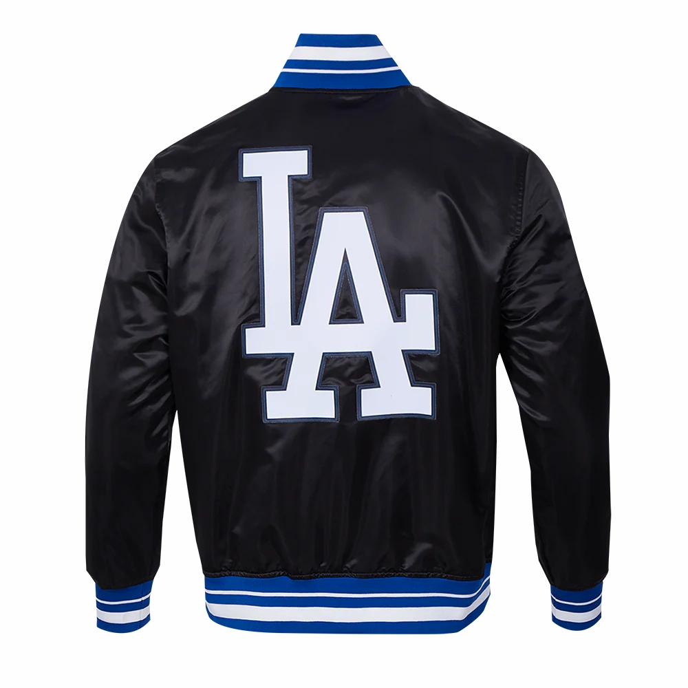 Los angeles dodgers script tail satin varsity jacket black 3