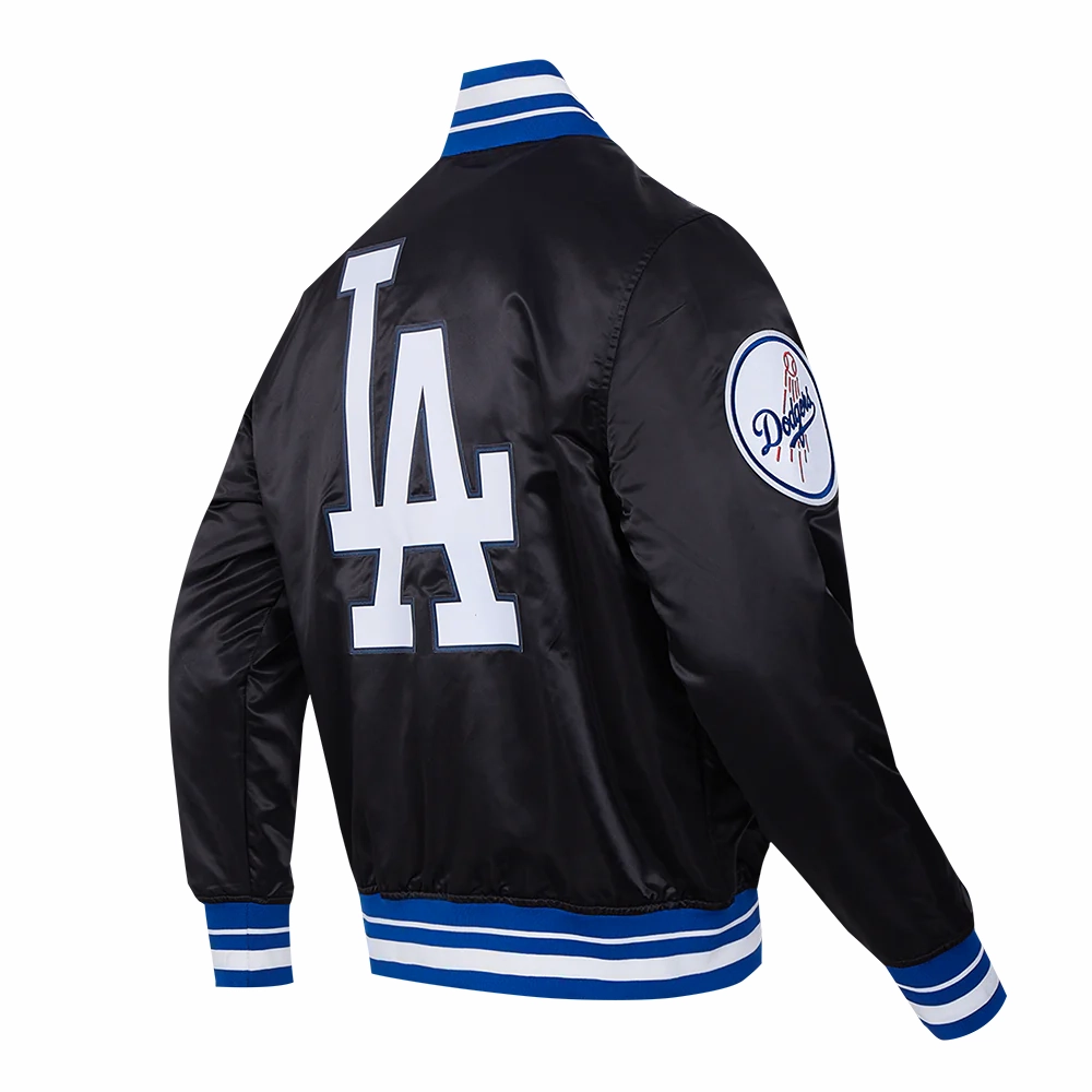 Los angeles dodgers script tail satin varsity jacket black 4