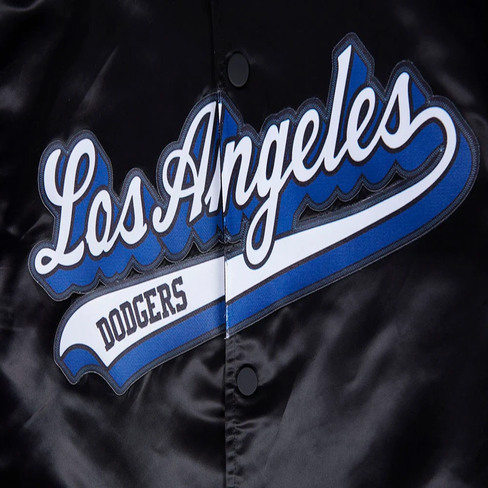 Los angeles dodgers script tail satin varsity jacket black 6