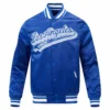 Los angeles dodgers script tail satin varsity jacket blue 1