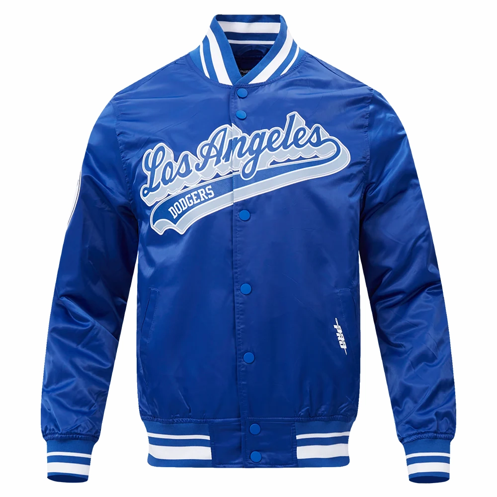Los angeles dodgers script tail satin varsity jacket blue 1
