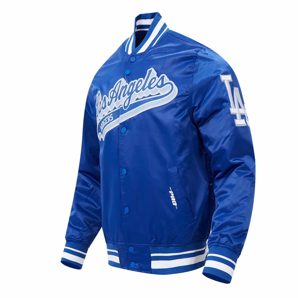 Los angeles dodgers script tail satin varsity jacket blue 2