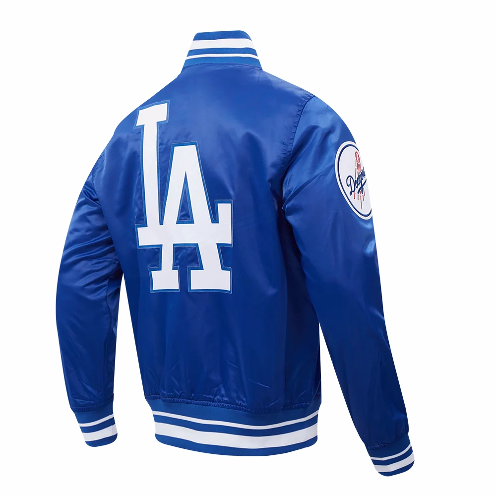 Los angeles dodgers script tail satin varsity jacket blue 3