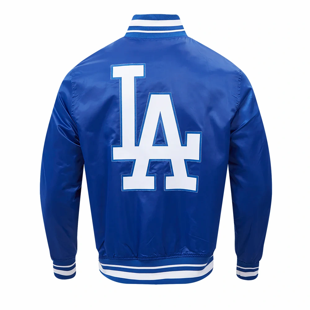 Los angeles dodgers script tail satin varsity jacket blue 4