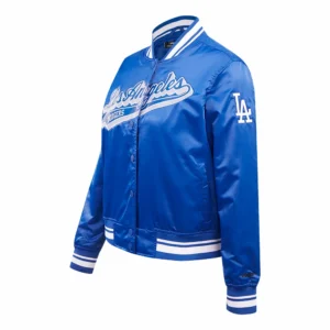Los angeles dodgers script tail womens rib satin jacket blue 2