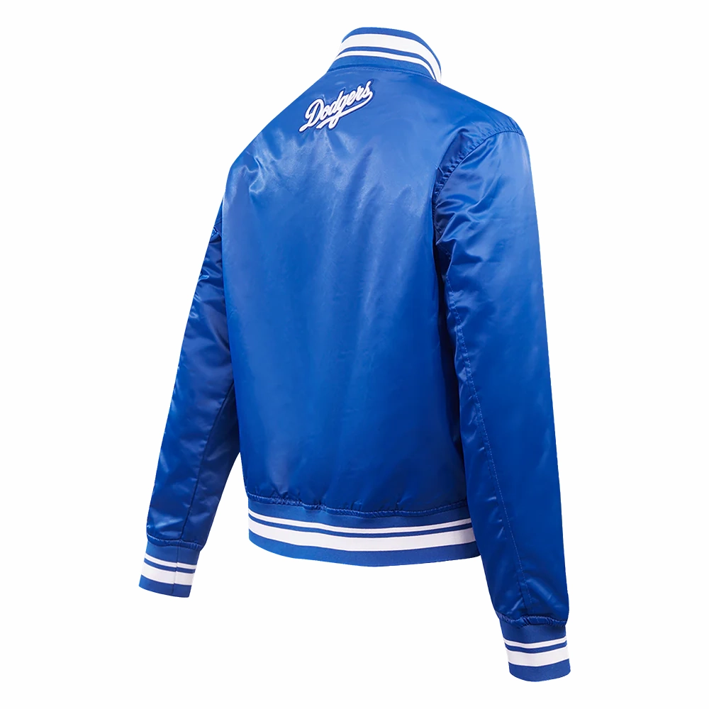 Los angeles dodgers script tail womens rib satin jacket blue 3