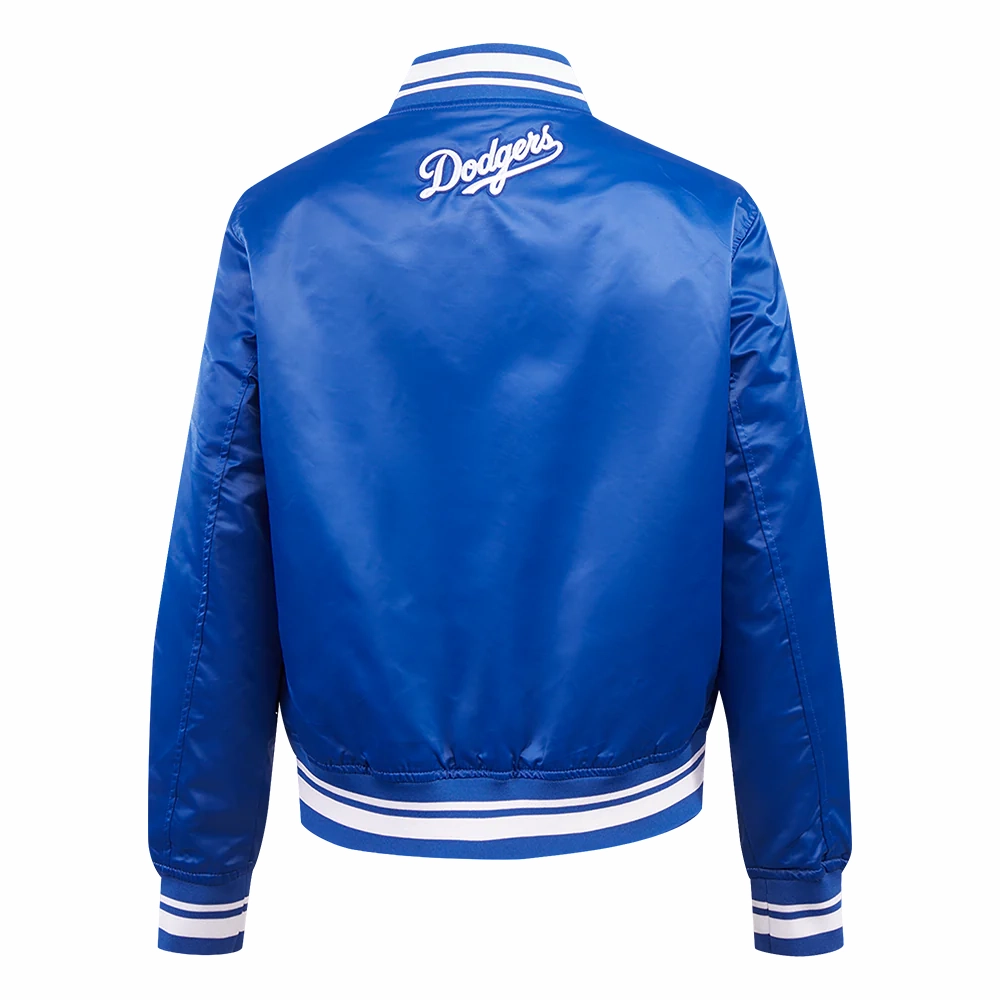 Los angeles dodgers script tail womens rib satin jacket blue 4