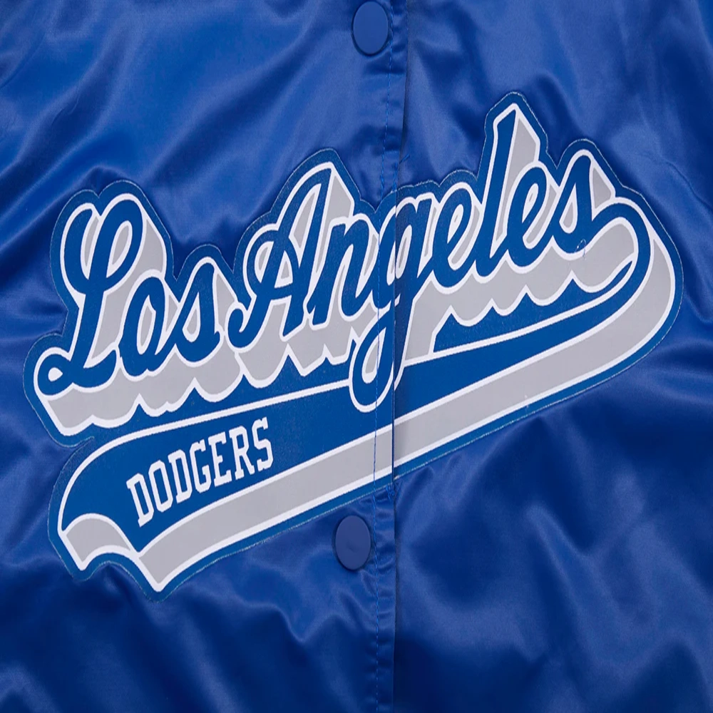 Los angeles dodgers script tail womens rib satin jacket blue 5
