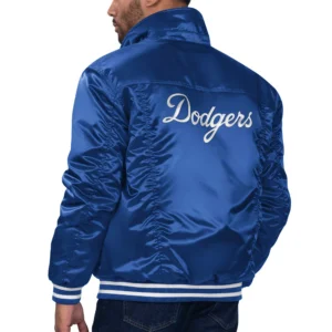 Los angeles dodgers silver tab trucker satin varsity jacket blue 1 1