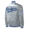 Los angeles dodgers slider full snap satin varsity jacket gray 3