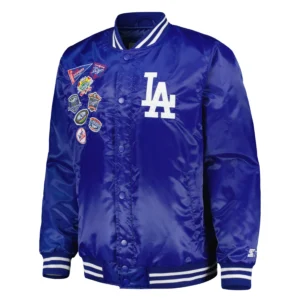 Los angeles dodgers starter patch full snap varsity jacket blue 1