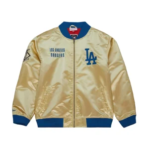 Los angeles dodgers team og 20 full zip satin varsity jacket gold 1