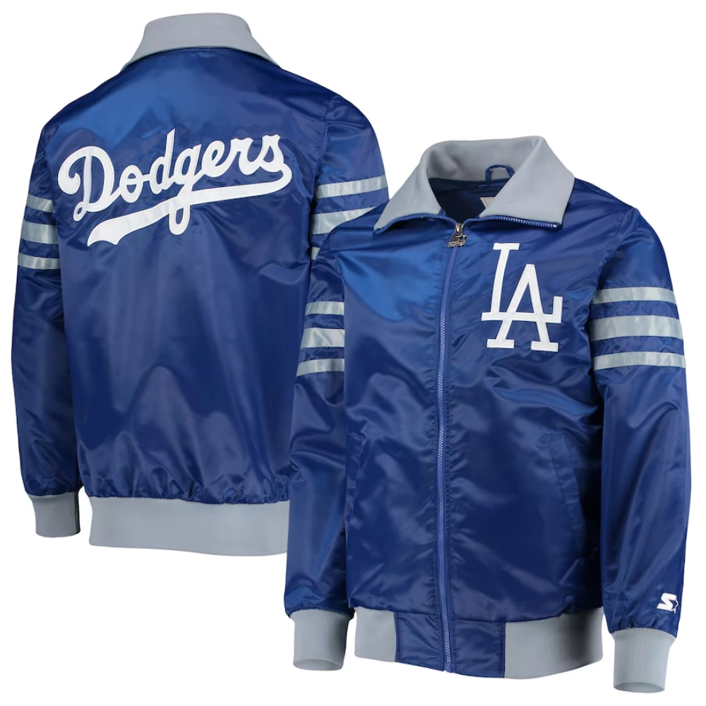 Los angeles dodgers the captain iii satin varsity jacket blue 3