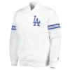 Los angeles dodgers the power forward full snap satin varsity jacket white 2
