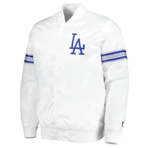 Los angeles dodgers the power forward full snap satin varsity jacket white 2