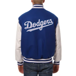 Los angeles dodgers two tone wool leather varsity jacket blue white 1