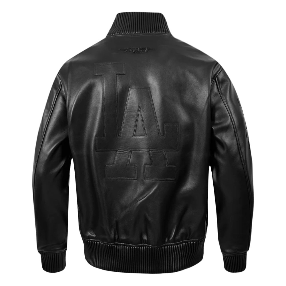 Los angeles dodgers washed vanguard zipper leather bomber jacket
