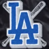 Los angeles dodgers womens mashup satin varsity jacket black 3 1