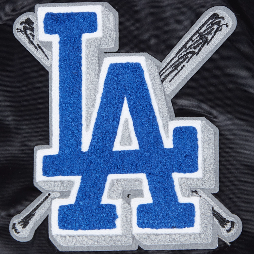Los angeles dodgers womens mashup satin varsity jacket black 3 1