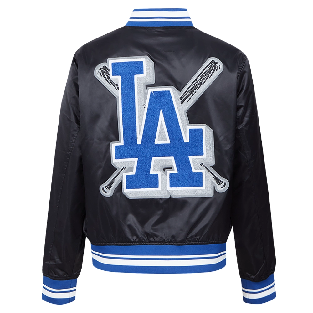 Los angeles dodgers womens mashup satin varsity jacket black 6 1