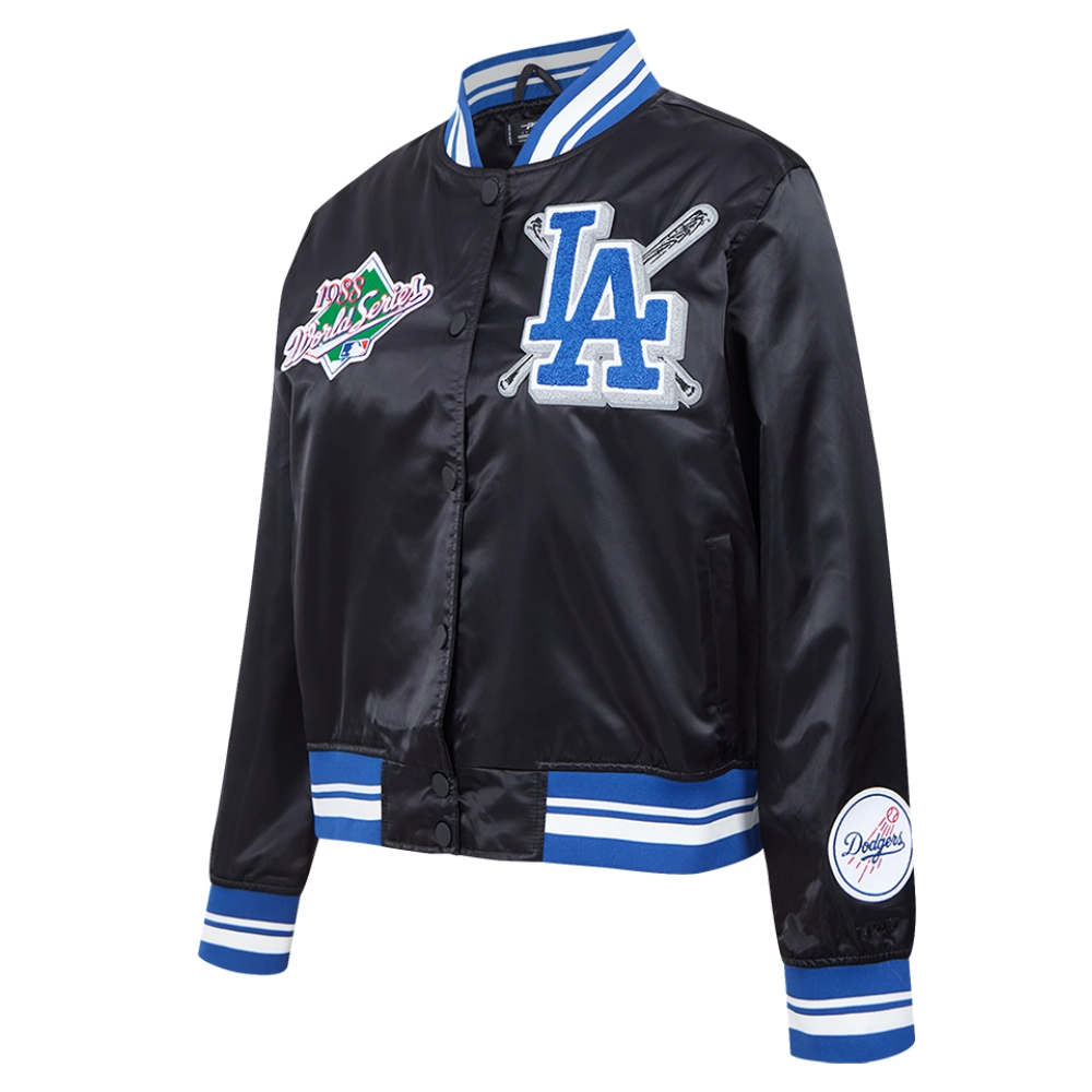 Los angeles dodgers womens mashup satin varsity jacket black 7 1