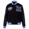 Los angeles dodgers womens mashup wool leather varsity jacket black 1 1
