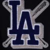 Los angeles dodgers womens mashup wool leather varsity jacket black 4 1