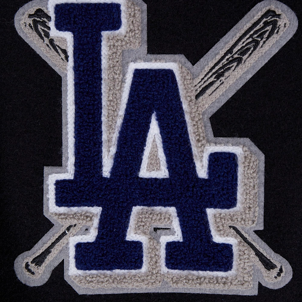 Los angeles dodgers womens mashup wool leather varsity jacket black 4 1