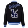 Los angeles dodgers womens mashup wool leather varsity jacket black 7 1