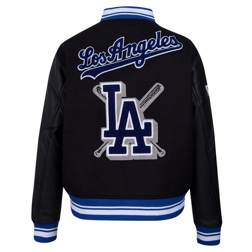 Los angeles dodgers womens mashup wool leather varsity jacket black 7 1