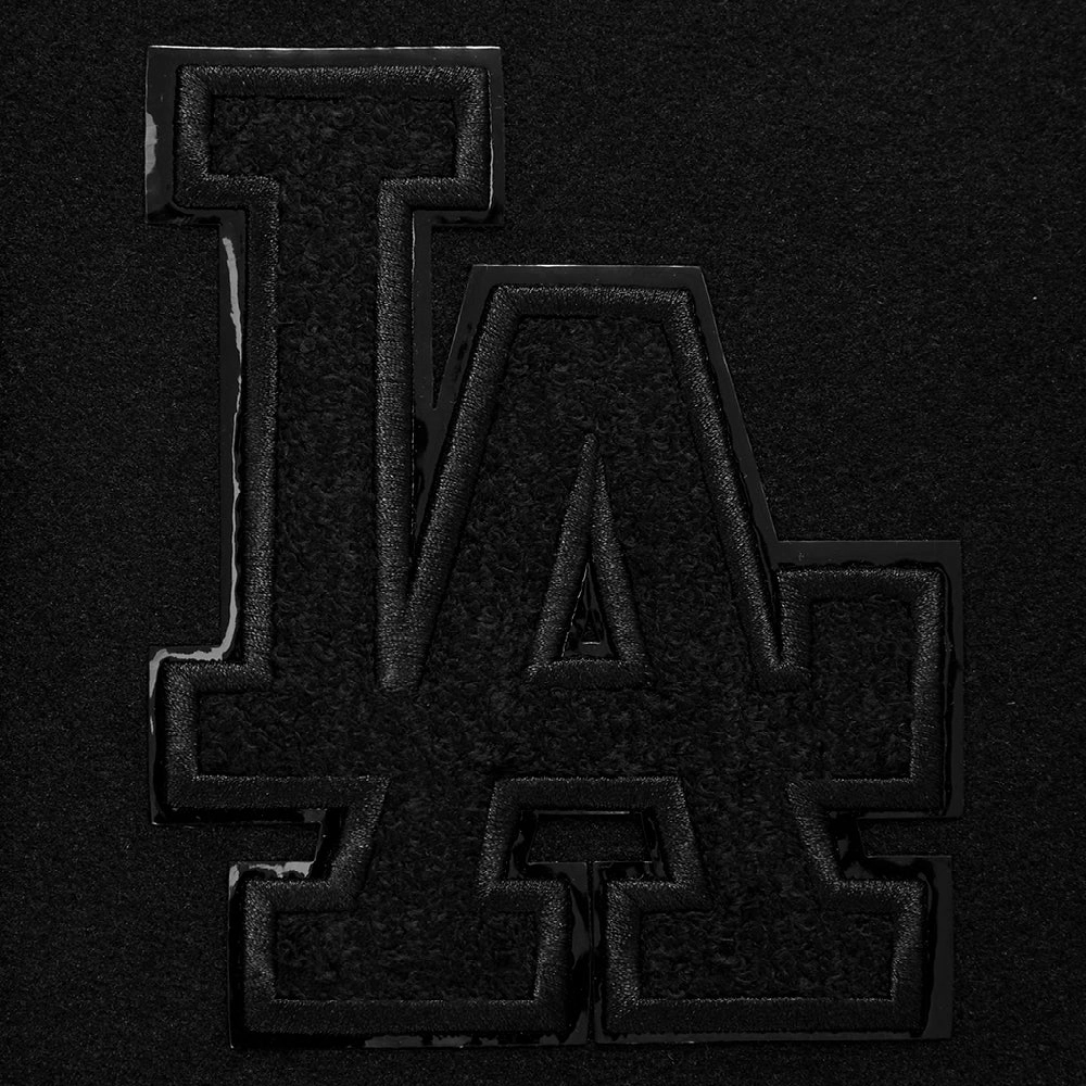 Los angeles dodgers womens triple black wool leather varsity jacket 2 1