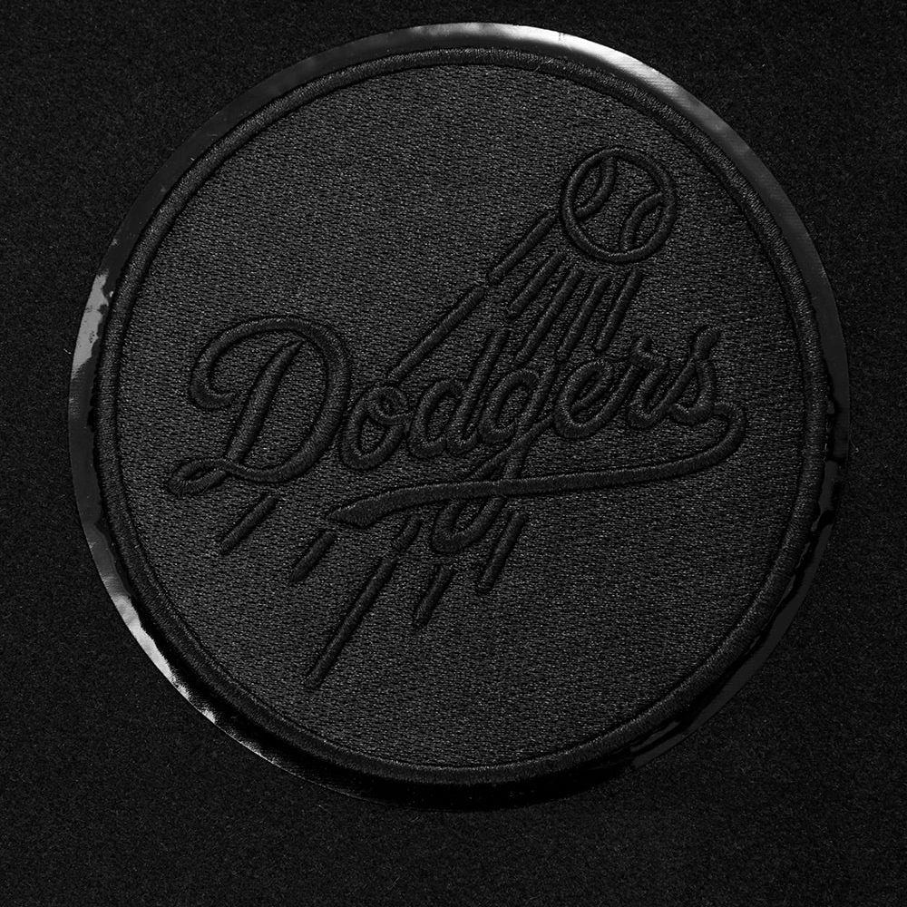Los angeles dodgers womens triple black wool leather varsity jacket 3 1