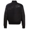Los angeles dodgers womens triple black wool leather varsity jacket 4 1