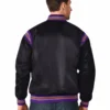 Los angeles kings enforcer full snap satin varsity jacket black 1