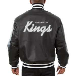 Los angeles kings full real leather varsity jacket black 1 1
