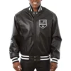 Los angeles kings genuine leather varsity jacket black 1
