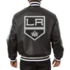 Los angeles kings genuine leather varsity jacket black 2 1