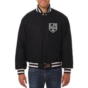 Los angeles kings one color wool varsity jacket black 1