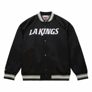 Los angeles kings raglan full snap satin varsity jacket 2
