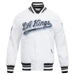 Los Angeles Kings Script Tail White Satin Jacket