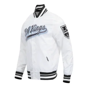 Los angeles kings script tail satin varsity jacket white 2