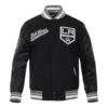 Los angeles kings script tail wool leather varsity jacket black 1
